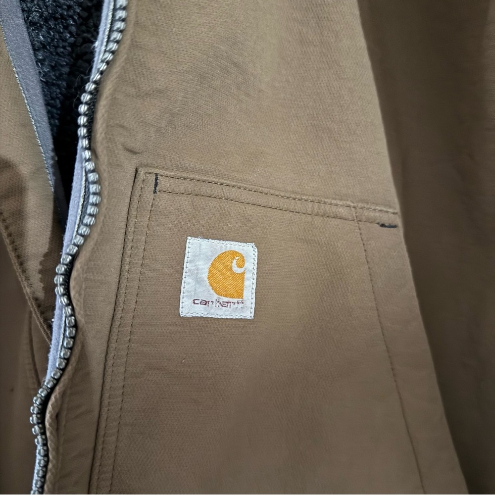 Carhartt Super Dux Men's Rain Defender Sherpa-Lined Brown Relaxed Fit Jacket - Picture 7 of 16